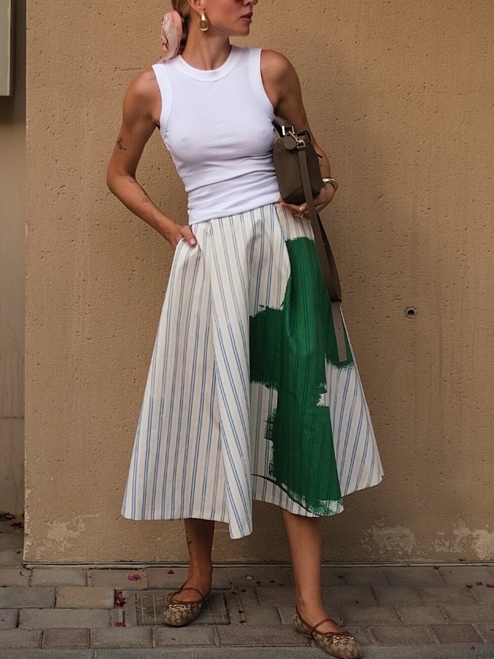 NWT Zara Collection Striped Midi Skirt Size XS